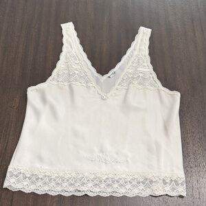 Christian Dior Cream Lace Detail Cami